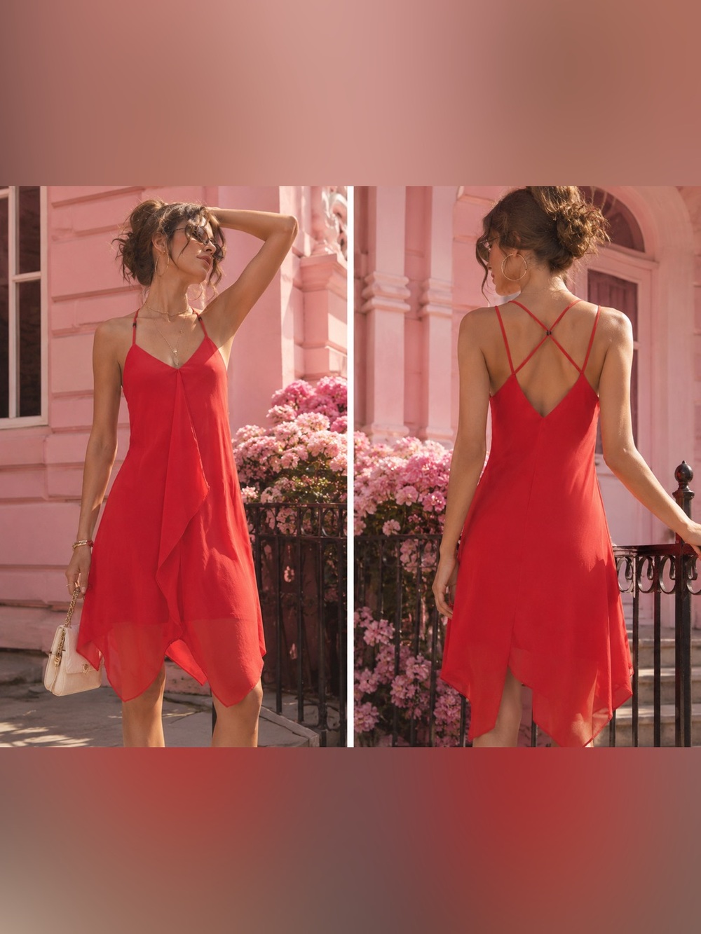 A. Byer V-Neck Spaghetti Strap Layered Dress M